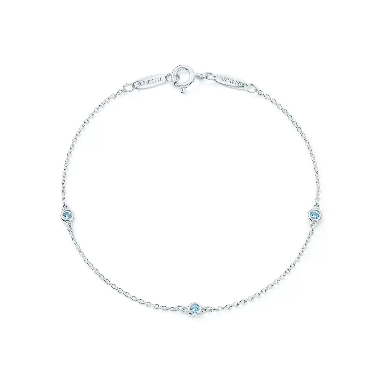 Tiffany & Co. Elsa Peretti® Color by the Yard bracelet in sterling silver with aquamarines. | ^ Bracelets | Sterling Silver Jewelry