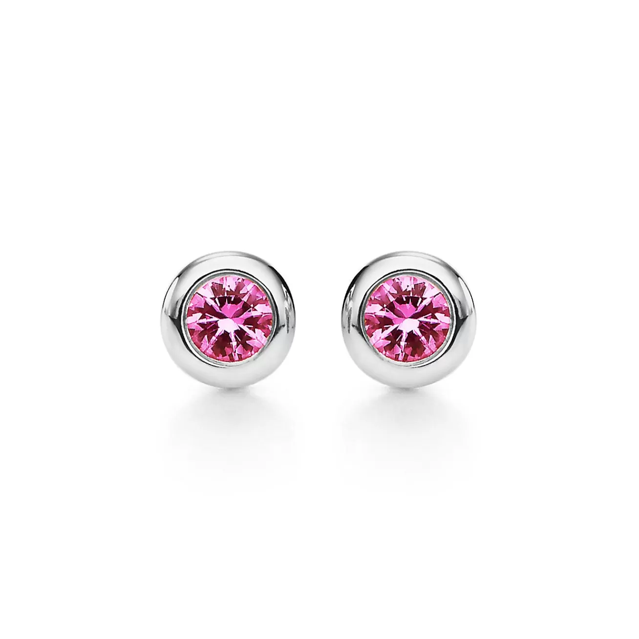 Tiffany & Co. Elsa Peretti® Color by the Yard earrings in sterling silver with pink sapphires. | ^ Earrings | Sterling Silver Jewelry