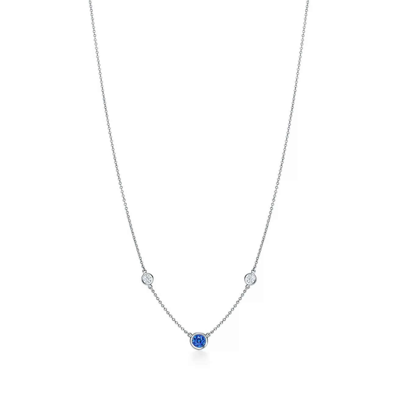 Tiffany & Co. Elsa Peretti® Color by the Yard necklace in platinum with sapphire and diamonds. | ^ Necklaces & Pendants | Platinum Jewelry