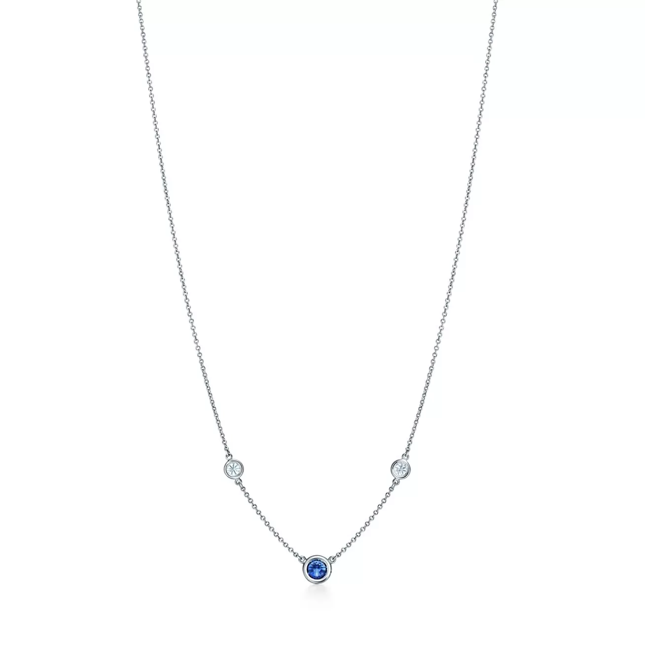 Tiffany & Co. Elsa Peretti® Color by the Yard necklace in platinum with sapphire and diamonds. | ^ Necklaces & Pendants | Platinum Jewelry