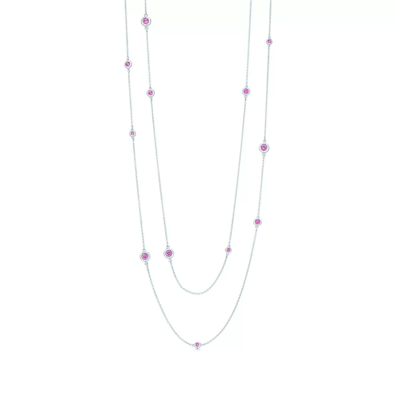 Tiffany & Co. Elsa Peretti® Color by the Yard necklace in silver with pink sapphires. | ^ Necklaces & Pendants | Sterling Silver Jewelry