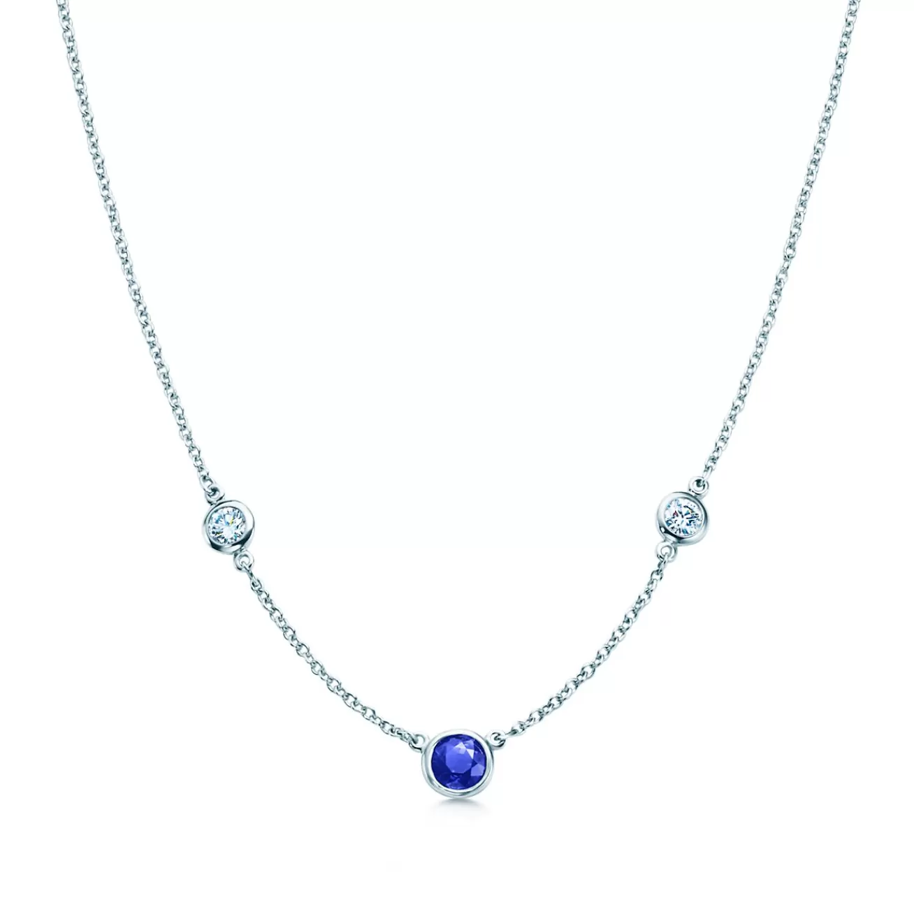 Tiffany & Co. Elsa Peretti® Color by the Yard necklace of diamonds and a sapphire in platinum. | ^ Necklaces & Pendants | Platinum Jewelry