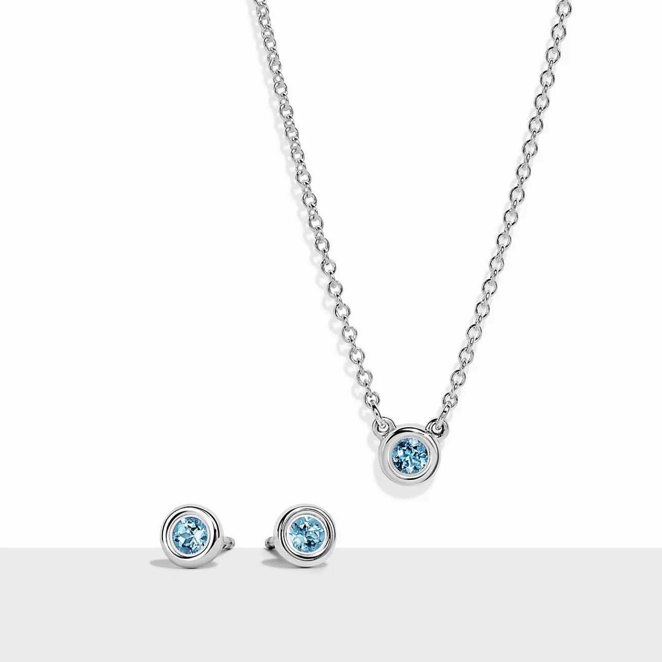 Tiffany & Co. Elsa Peretti® Color by the Yard Pendant & Earrings Set in Silver with Aquamarine | ^ Gifts for Her | Her