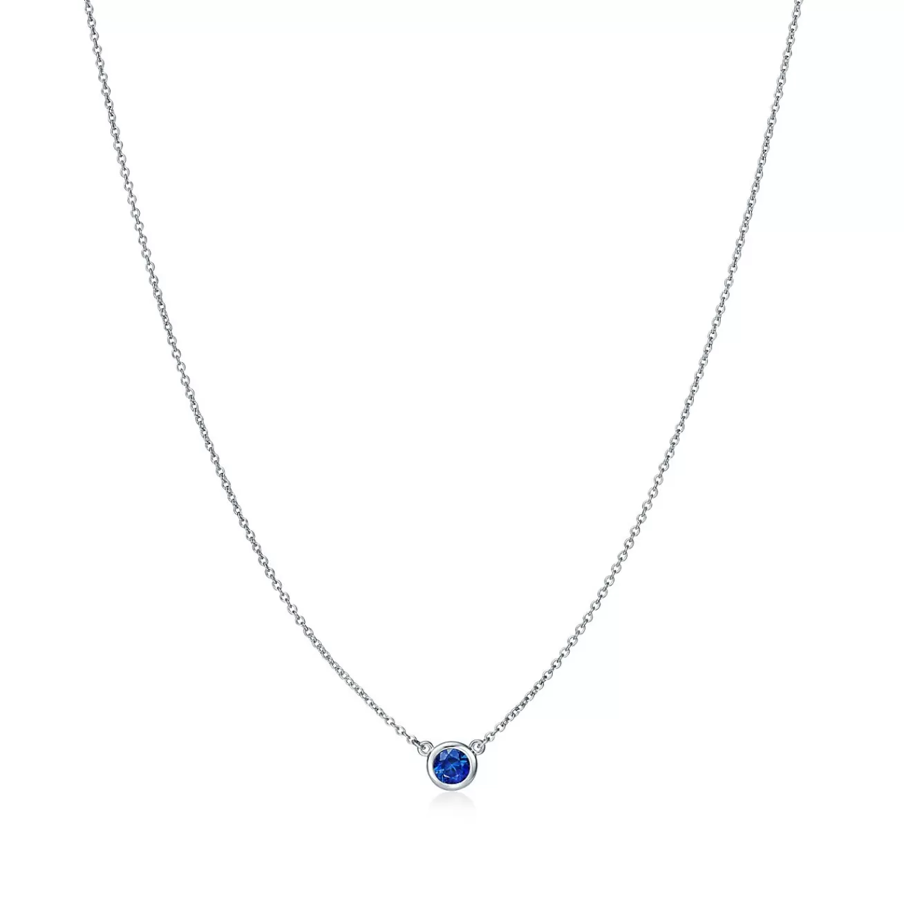 Tiffany & Co. Elsa Peretti® Color by the Yard Pendant in Platinum with a Sapphire | ^ Necklaces & Pendants | Dainty Jewelry