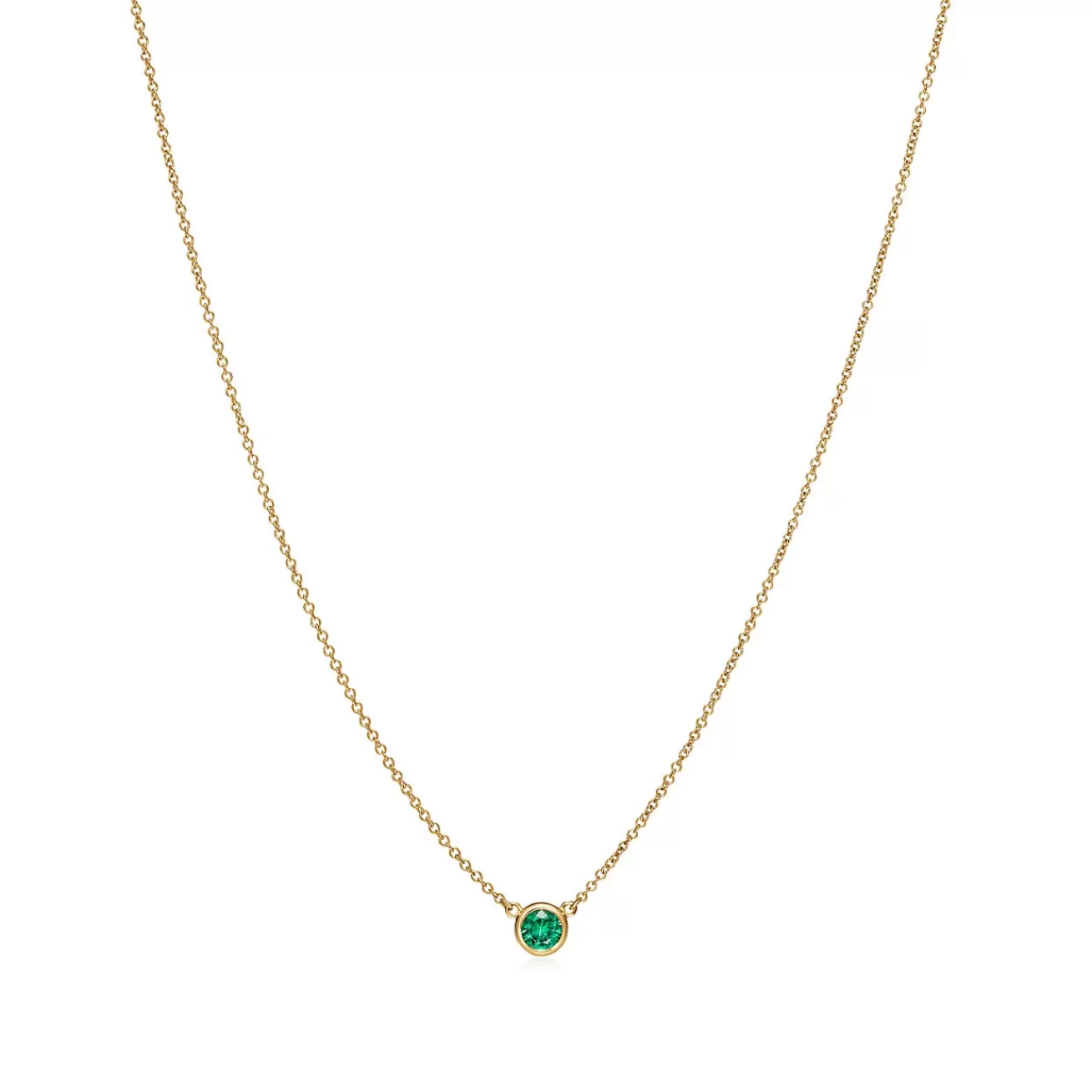 Tiffany & Co. Elsa Peretti® Color by the Yard Pendant in Yellow Gold with an Emerald | ^ Necklaces & Pendants | Gold Jewelry