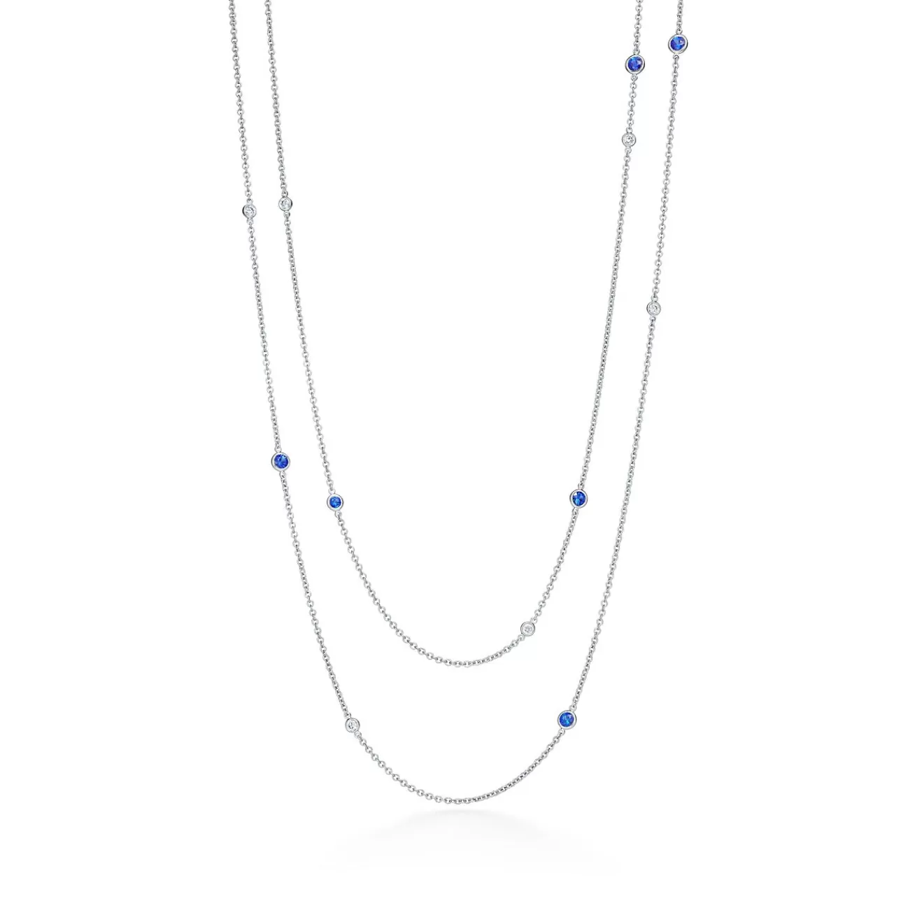 Tiffany & Co. Elsa Peretti® Color by the Yard sprinkle necklace in platinum with gemstones. | ^ Necklaces & Pendants | Platinum Jewelry