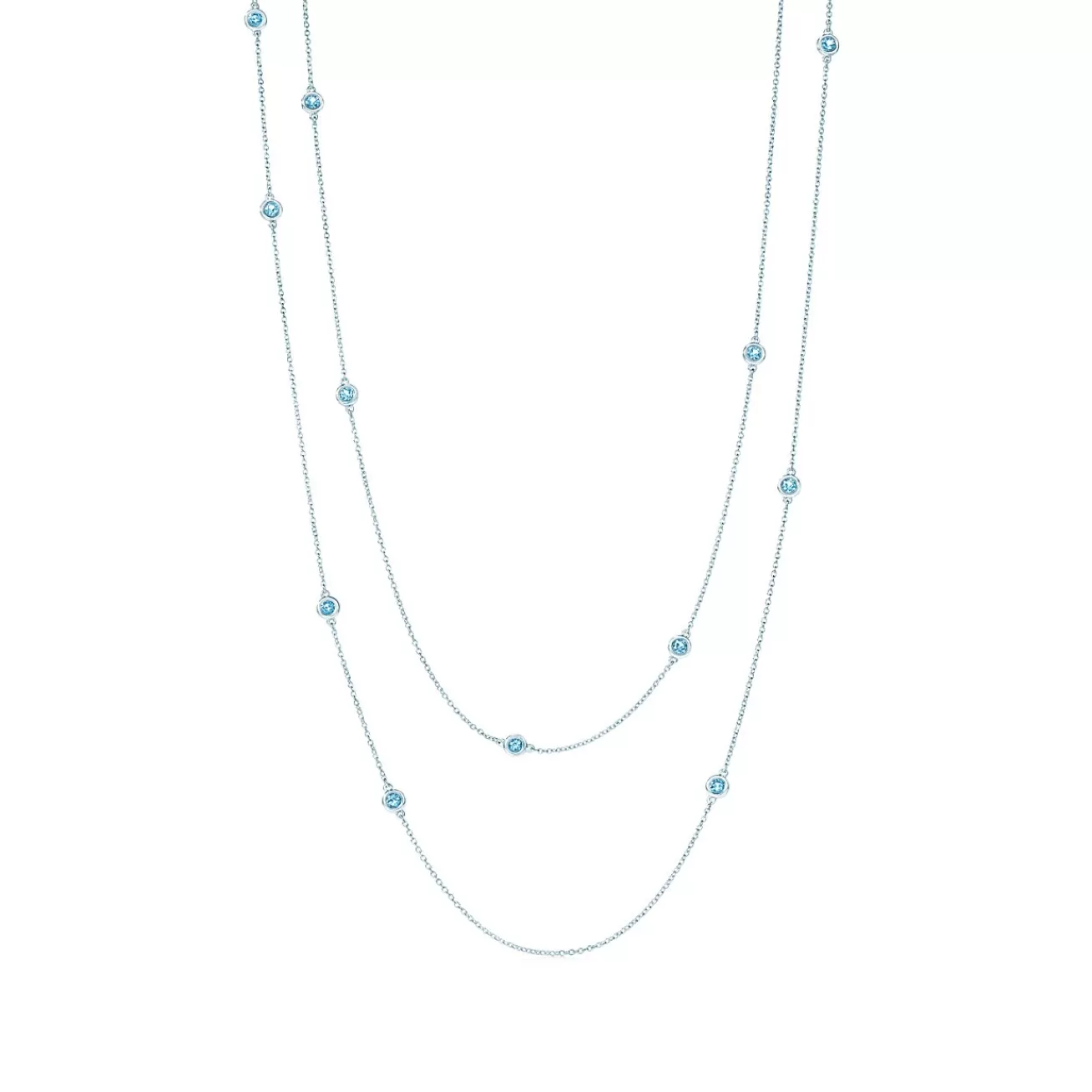 Tiffany & Co. Elsa Peretti® Color by the Yard sprinkle necklace in silver with aquamarines. | ^ Necklaces & Pendants | Sterling Silver Jewelry