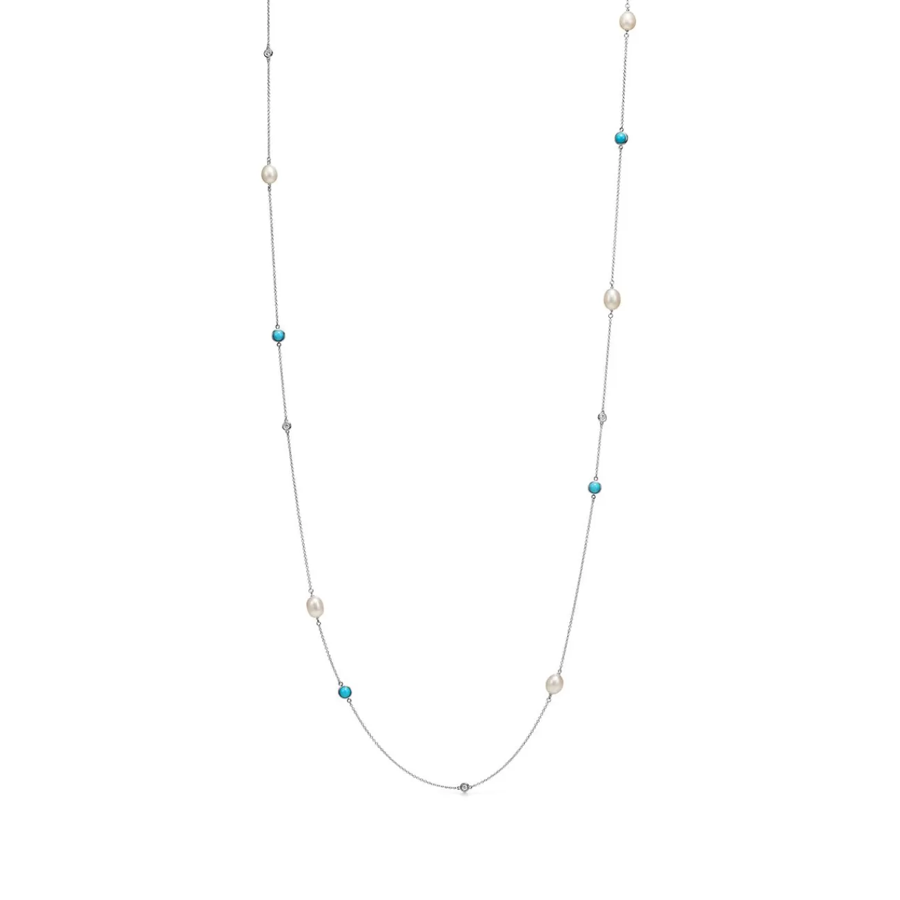 Tiffany & Co. Elsa Peretti® Color by the Yard sprinkle necklace in silver with turquoise. | ^ Necklaces & Pendants | Sterling Silver Jewelry