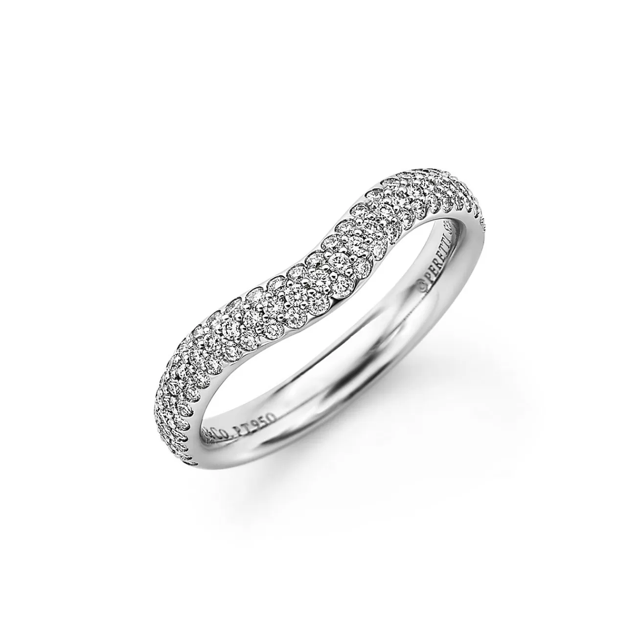 Tiffany & Co. Elsa Peretti® curved band ring in platinum with diamonds. | ^ Rings | Stacking Rings