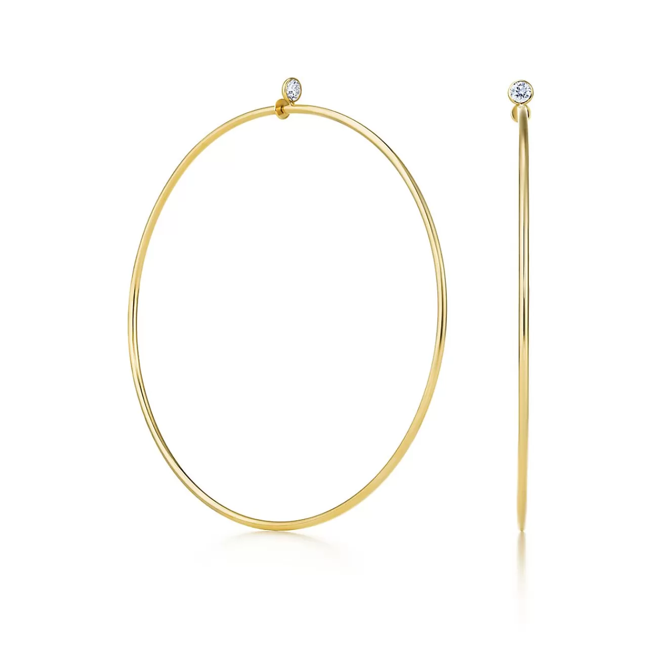 Tiffany & Co. Elsa Peretti® Diamond Hoop earrings in 18k gold with diamonds, large. | ^ Hoop Earrings | Gold Jewelry