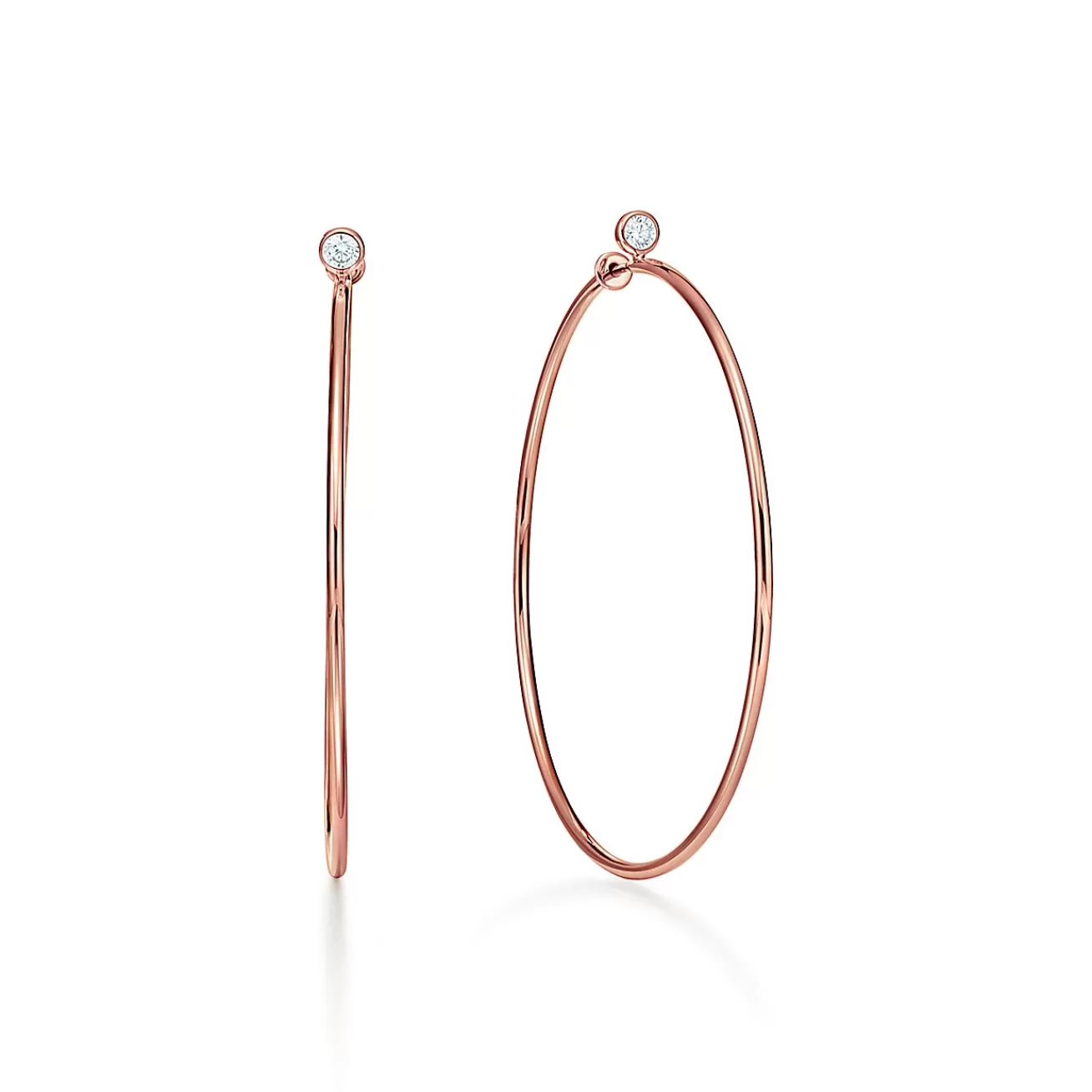 Tiffany & Co. Elsa Peretti® Diamond Hoop earrings in 18k rose gold with diamonds, medium. | ^ Earrings | Hoop Earrings
