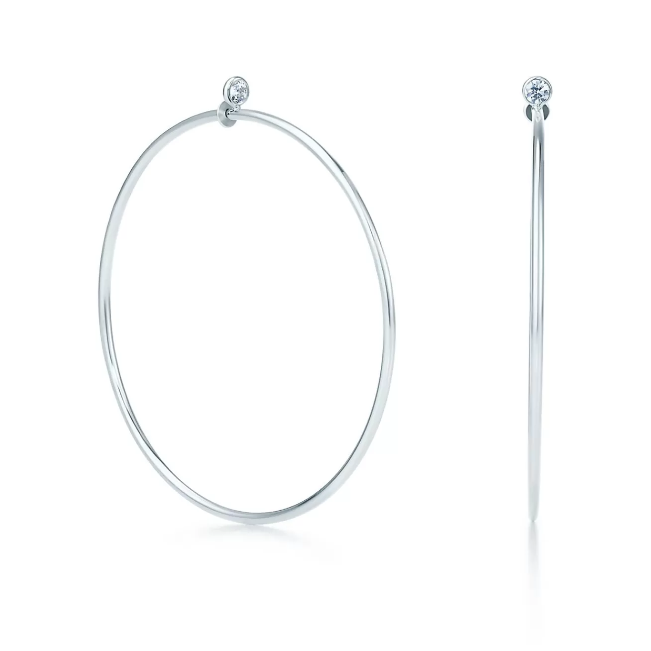 Tiffany & Co. Elsa Peretti® Diamond Hoop earrings in sterling silver with diamonds, medium. | ^ Earrings | Gifts for Her