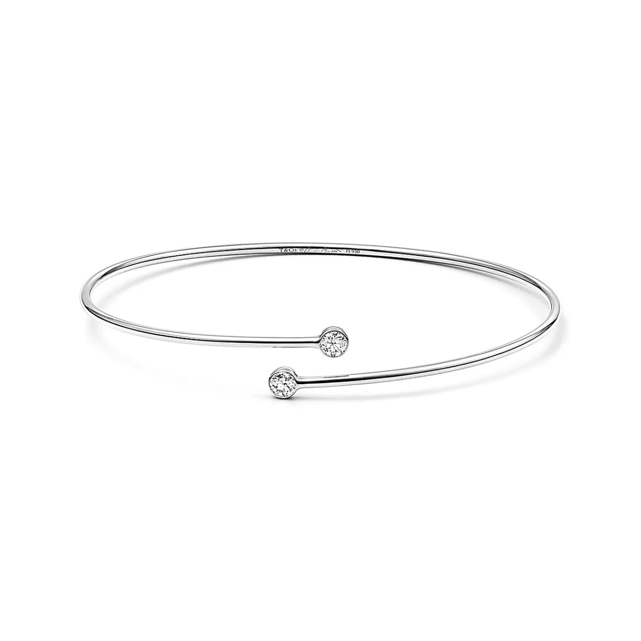 Tiffany & Co. Elsa Peretti® Diamond Hoop single-row bangle in platinum with diamonds, medium. | ^ Bracelets | Platinum Jewelry