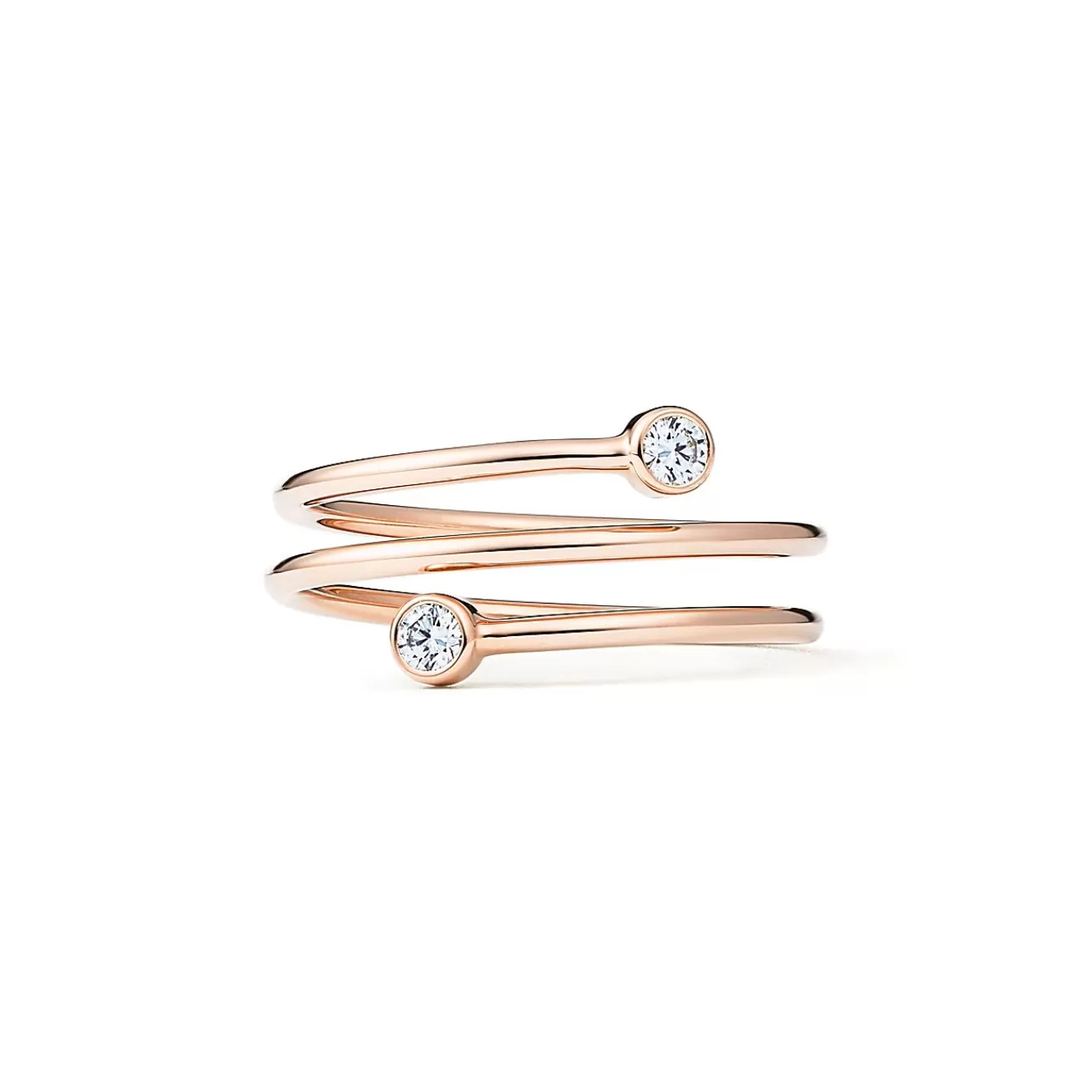 Tiffany & Co. Elsa Peretti® Diamond Hoop three-row ring in 18k rose gold with diamonds. | ^ Rings | Rose Gold Jewelry