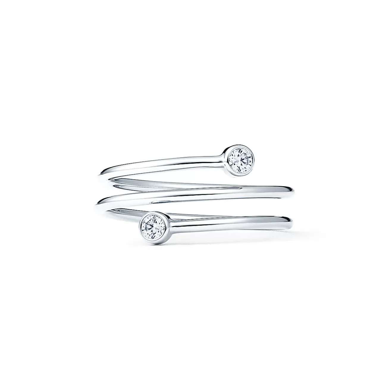 Tiffany & Co. Elsa Peretti® Diamond Hoop three-row ring in platinum with diamonds. | ^ Rings | Platinum Jewelry
