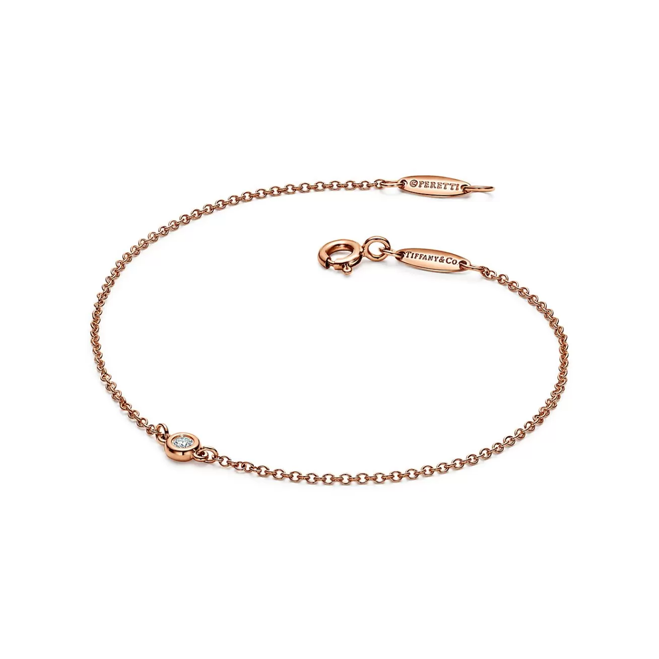 Tiffany & Co. Elsa Peretti® Diamonds by the Yard® bracelet in 18k rose gold with a diamond. | ^ Bracelets | Rose Gold Jewelry