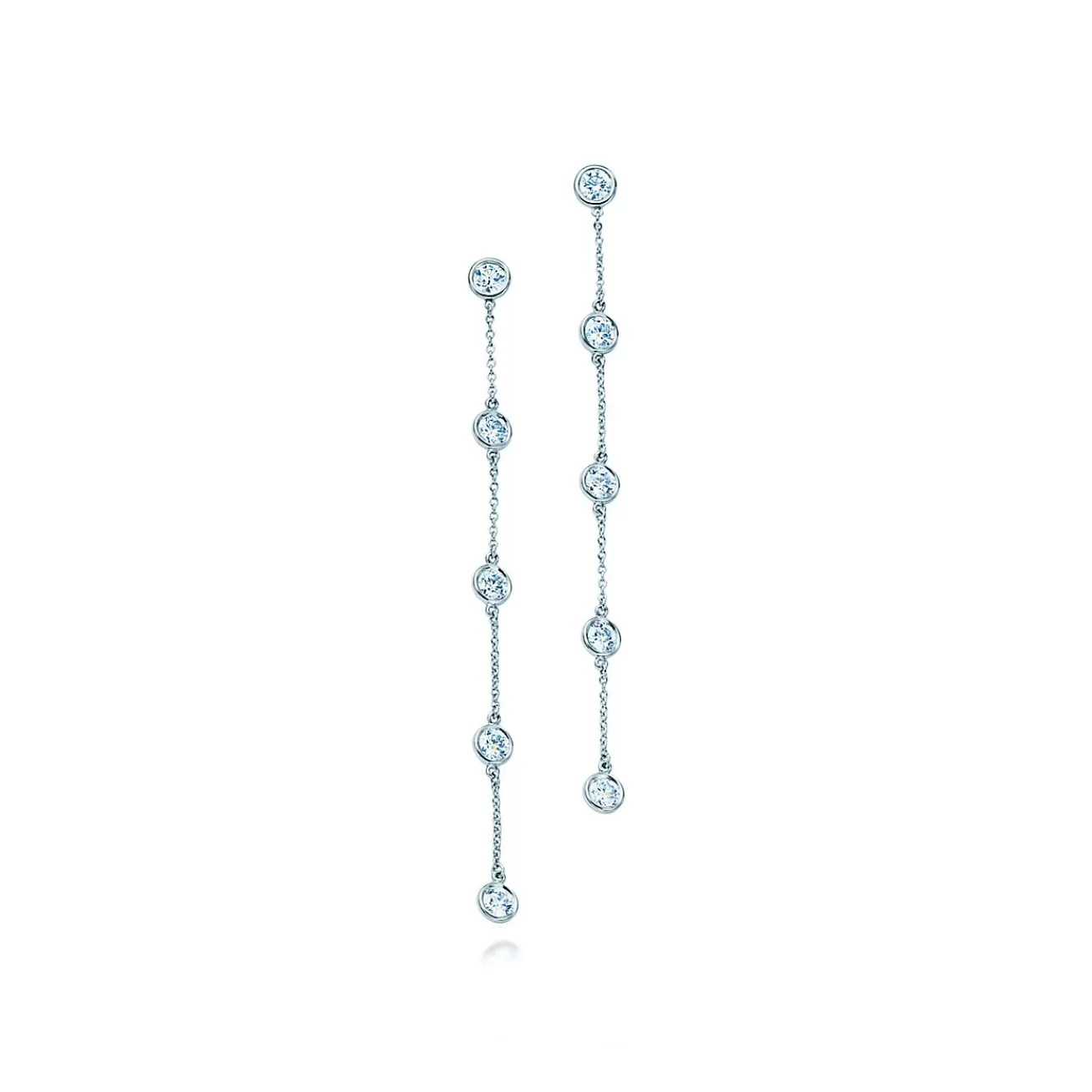 Tiffany & Co. Elsa Peretti® Diamonds by the Yard® drop earrings in platinum. | ^ Earrings | Platinum Jewelry