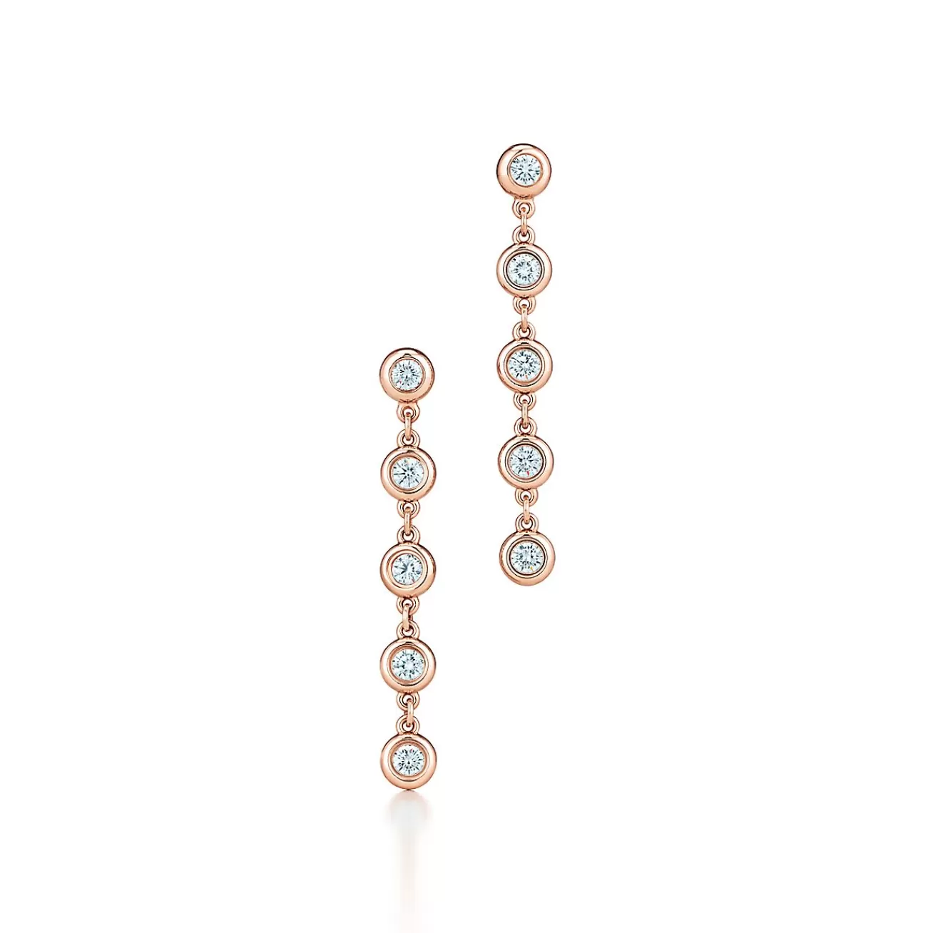 Tiffany & Co. Elsa Peretti® Diamonds by the Yard® drop earrings in rose gold with diamonds. | ^ Earrings | Rose Gold Jewelry