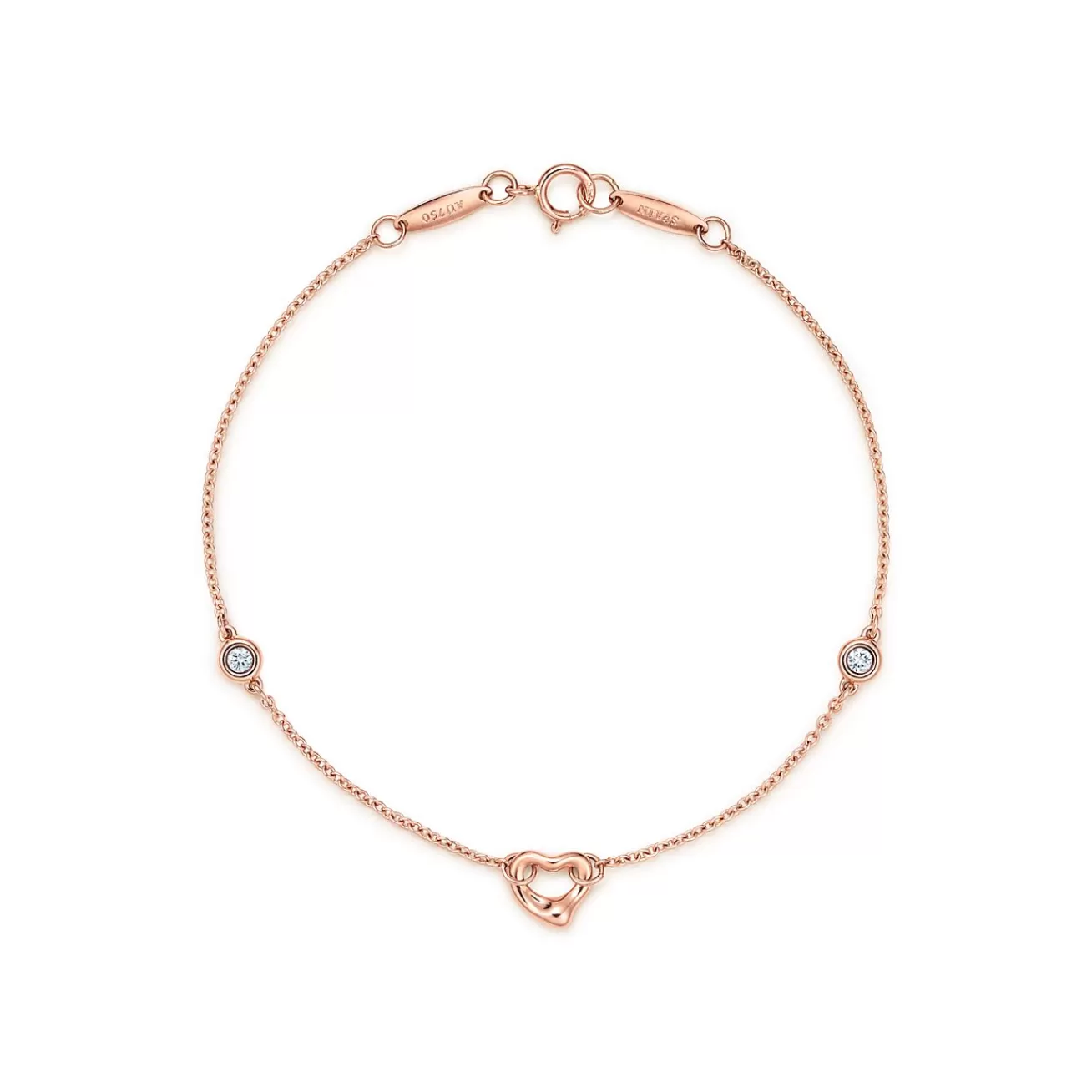 Tiffany & Co. Elsa Peretti® Diamonds by the Yard® Open Heart bracelet in 18k rose gold. | ^ Bracelets | Rose Gold Jewelry
