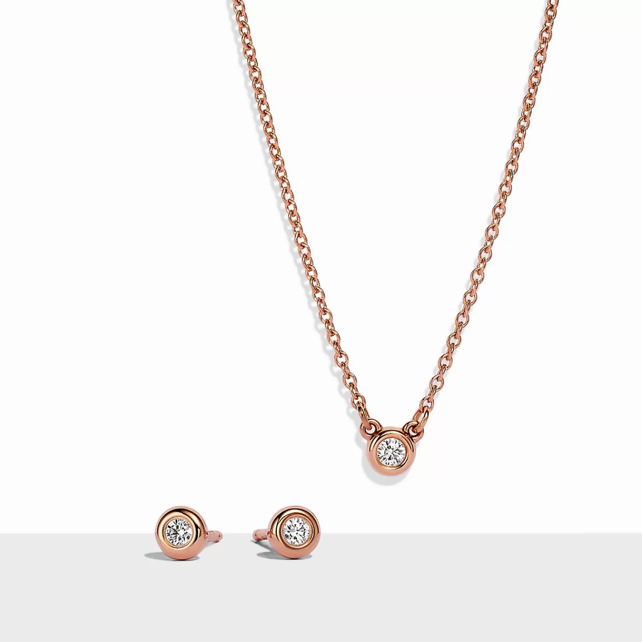 Tiffany & Co. Elsa Peretti® Diamonds by the Yard® Pendant and Earrings Set in Rose Gold | ^ Rose Gold Jewelry | Elsa Peretti®