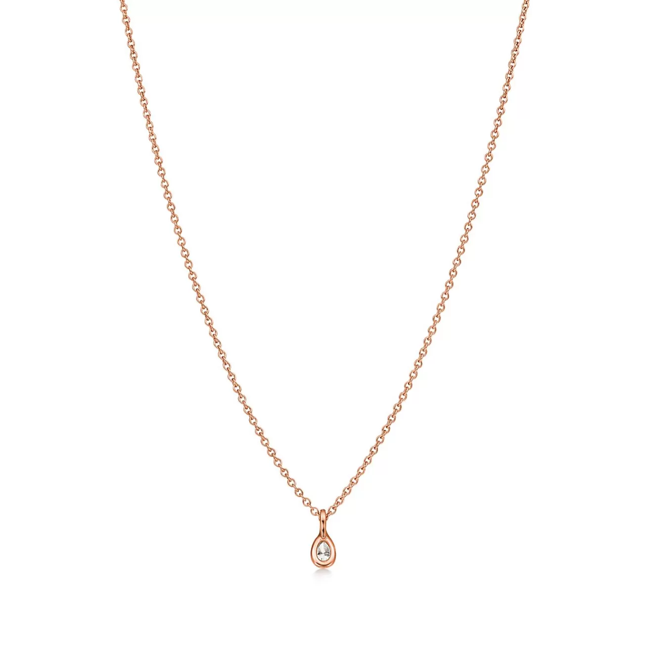 Tiffany & Co. Elsa Peretti® Diamonds by the Yard® pendant in 18k rose gold with a pear-shaped diamond. | ^ Necklaces & Pendants | Rose Gold Jewelry
