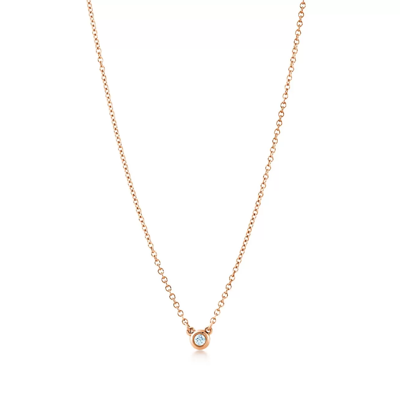 Tiffany & Co. Elsa Peretti® Diamonds by the Yard® pendant in 18k rose gold with a round brilliant diamond. | ^ Necklaces & Pendants | Gifts for Her
