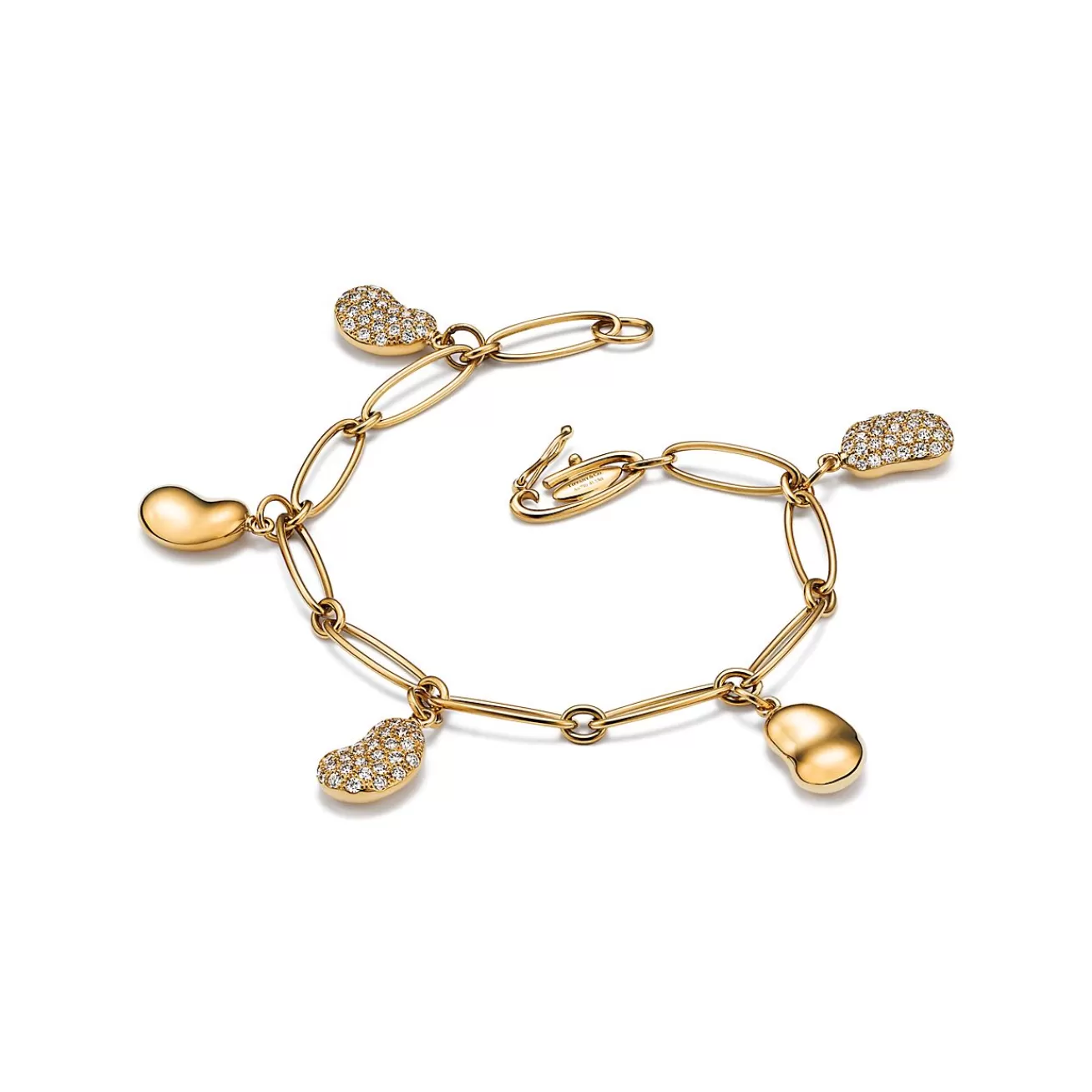 Tiffany & Co. Elsa Peretti® Five Bean® design Bracelet in Yellow Gold with Pavé Diamonds | ^ Bracelets | New Jewelry