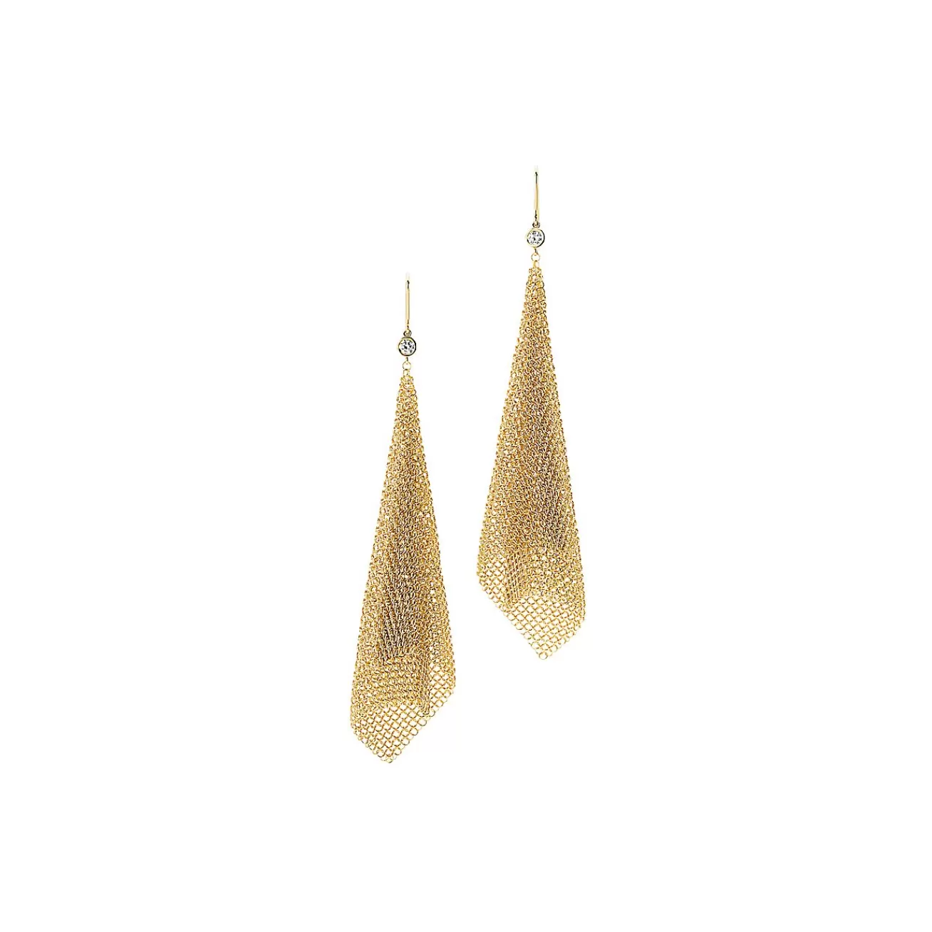 Tiffany & Co. Elsa Peretti® Mesh earrings in 18k gold with diamonds, large. | ^ Earrings | Gold Jewelry