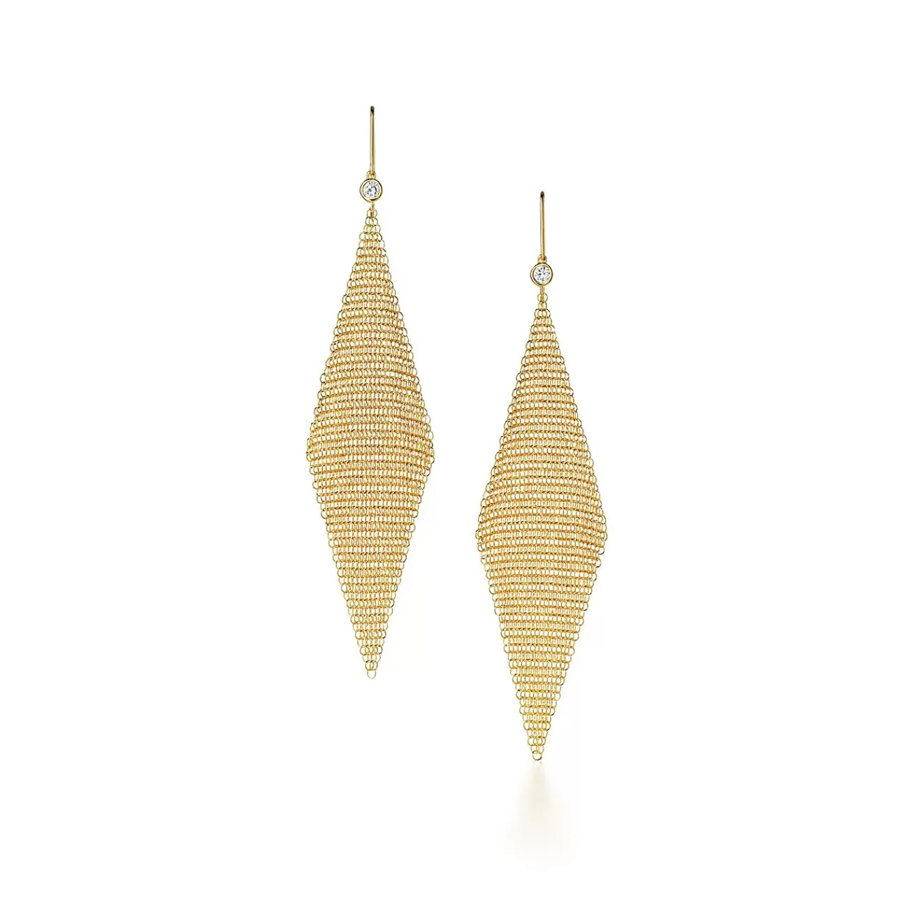 Tiffany & Co. Elsa Peretti® Mesh earrings in 18k gold with diamonds, large. | ^ Earrings | Gold Jewelry