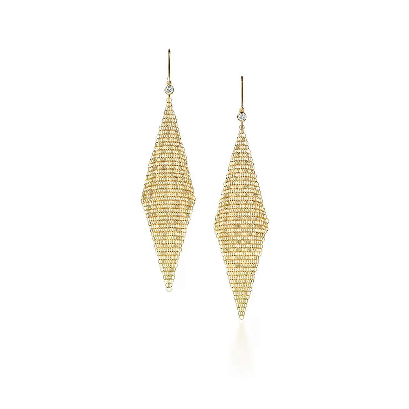 Tiffany & Co. Elsa Peretti® Mesh earrings in 18k gold with diamonds, small. | ^ Earrings | Gold Jewelry