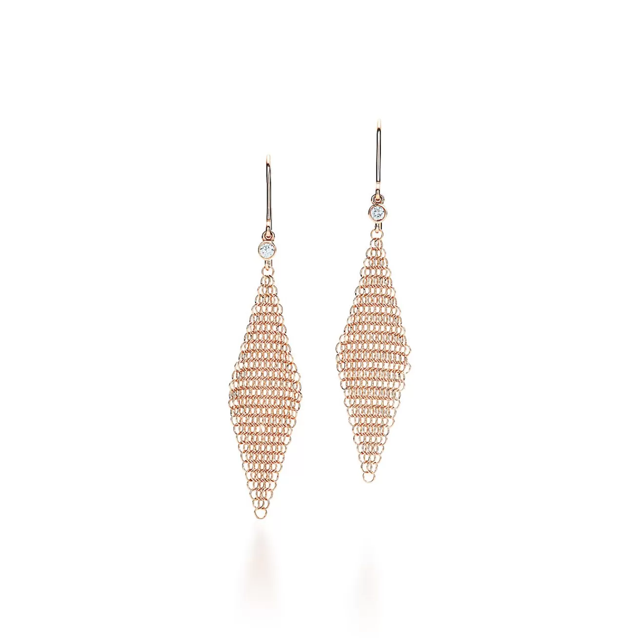 Tiffany & Co. Elsa Peretti® Mesh earrings in 18k rose gold with diamonds, mini. | ^ Earrings | Rose Gold Jewelry