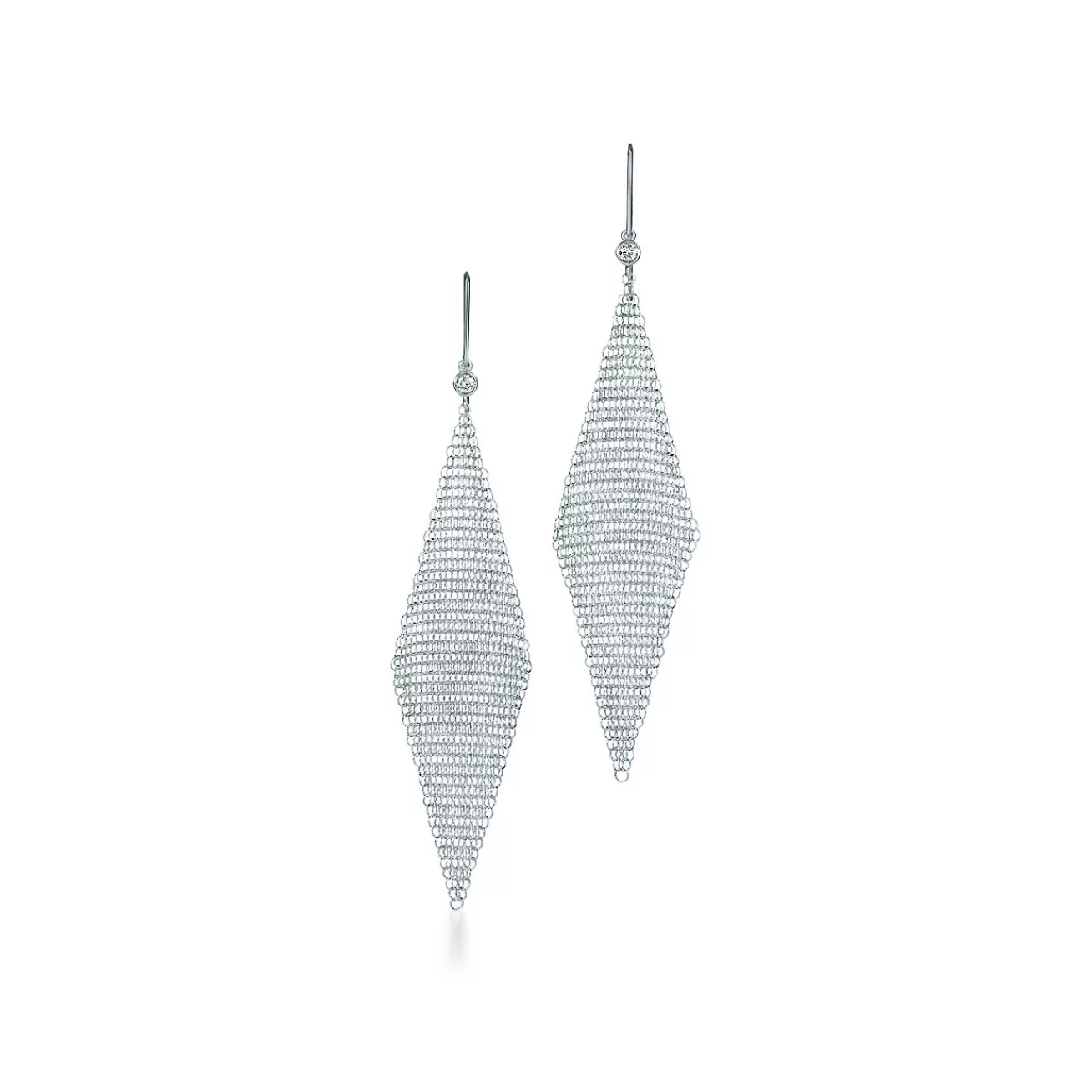 Tiffany & Co. Elsa Peretti® Mesh earrings in sterling silver with diamonds, small. | ^ Earrings | Bold Silver Jewelry