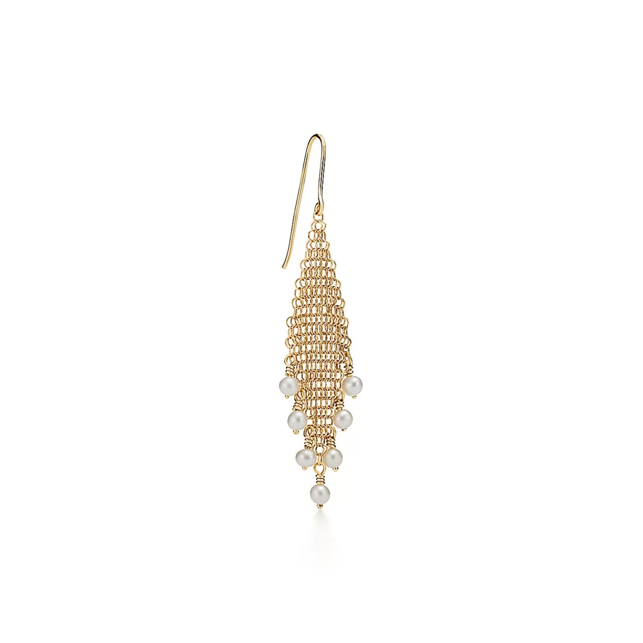 Tiffany & Co. Elsa Peretti® Mesh fringe earrings in 18k gold with freshwater pearls. | ^ Earrings | Gold Jewelry