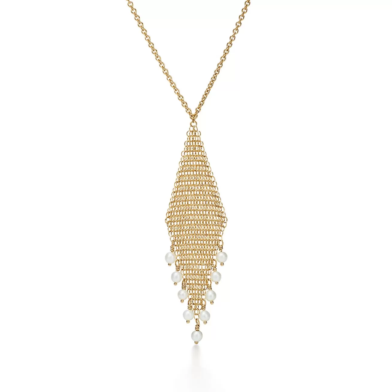 Tiffany & Co. Elsa Peretti® Mesh fringe pendant in 18k gold with freshwater pearls. | ^ Necklaces & Pendants | Gold Jewelry
