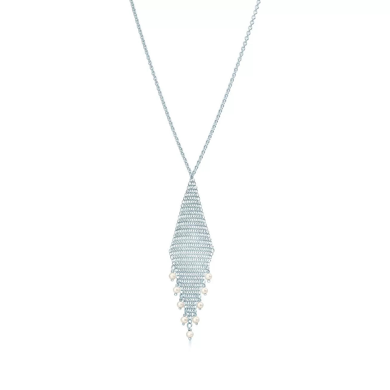 Tiffany & Co. Elsa Peretti® Mesh fringe pendant in sterling silver with freshwater pearls. | ^ Necklaces & Pendants | Sterling Silver Jewelry