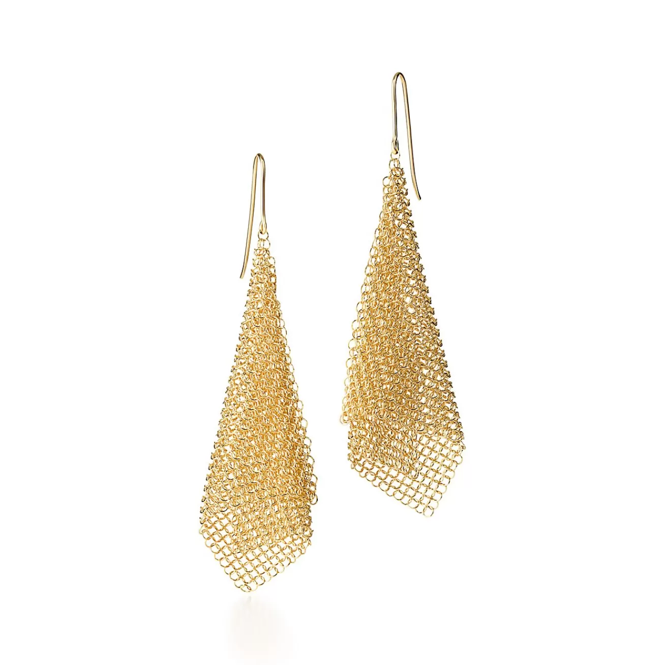 Tiffany & Co. Elsa Peretti® Mesh scarf earrings in 18k gold, small. | ^ Earrings | Gold Jewelry
