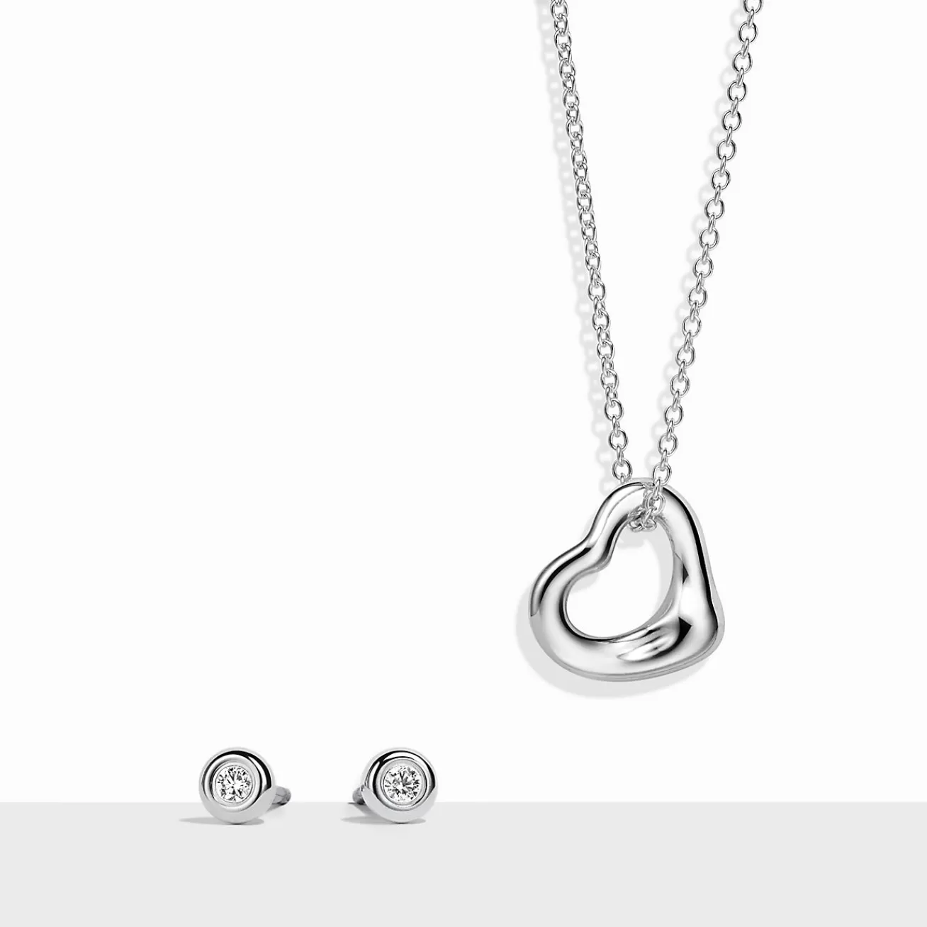 Tiffany & Co. Elsa Peretti® Open Heart and Diamonds by the Yard® Set in Sterling Silver | ^ Gifts for Her | Her