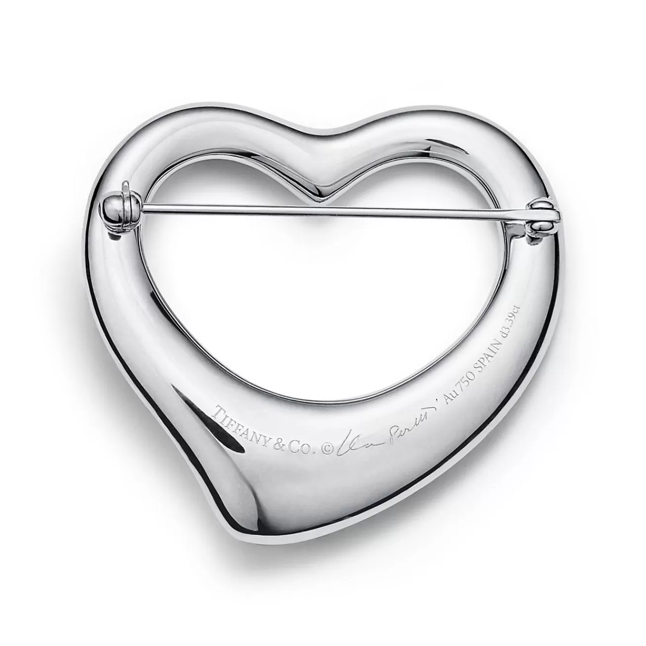 Tiffany & Co. Elsa Peretti® Open Heart Brooch in Platinum with Pavé Diamonds | ^ Brooches | Platinum Jewelry