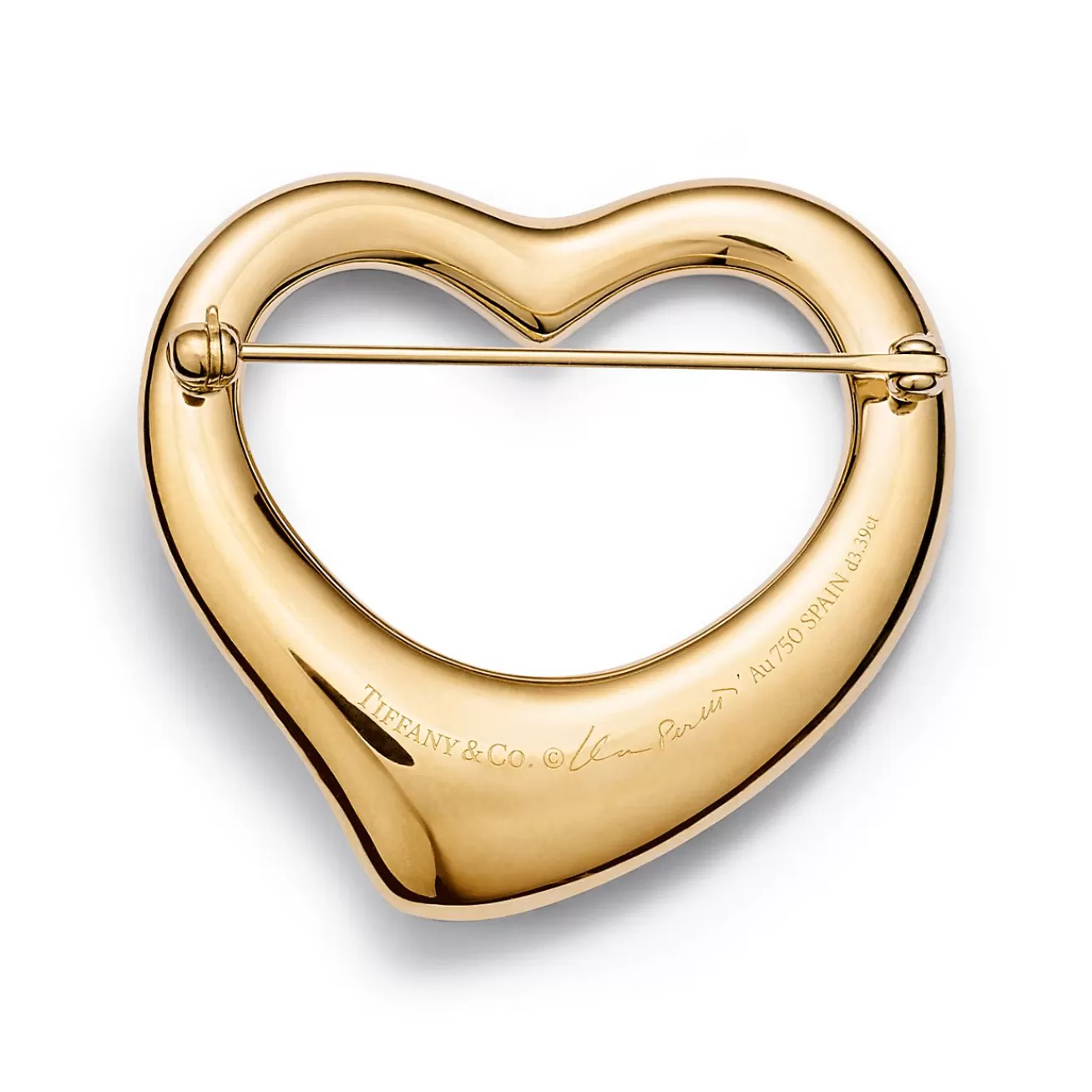Tiffany & Co. Elsa Peretti® Open Heart Brooch in Yellow Gold with Pavé Diamonds | ^ Brooches | Gold Jewelry