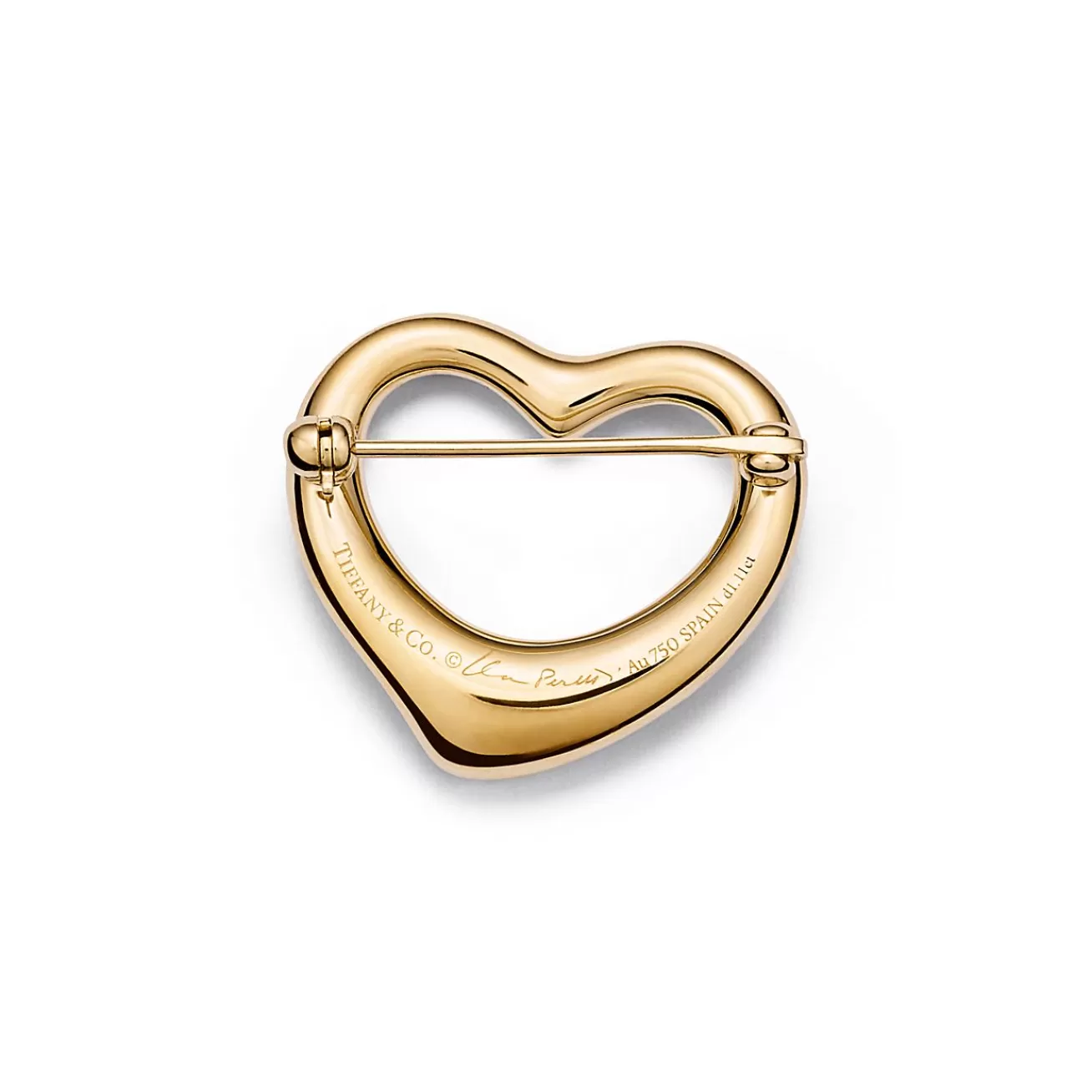 Tiffany & Co. Elsa Peretti® Open Heart Brooch in Yellow Gold with Pavé Diamonds | ^ Brooches | Gold Jewelry