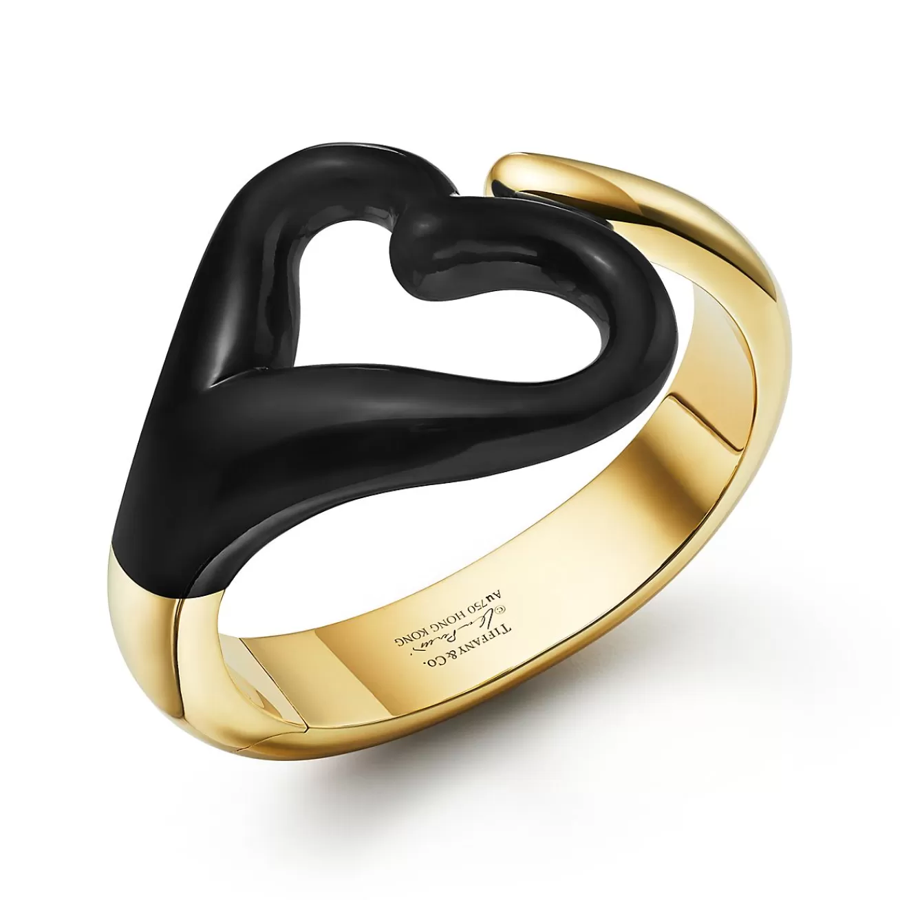 Tiffany & Co. Elsa Peretti® Open Heart Cuff in Yellow Gold with Black Jade | ^ Bracelets | New Jewelry