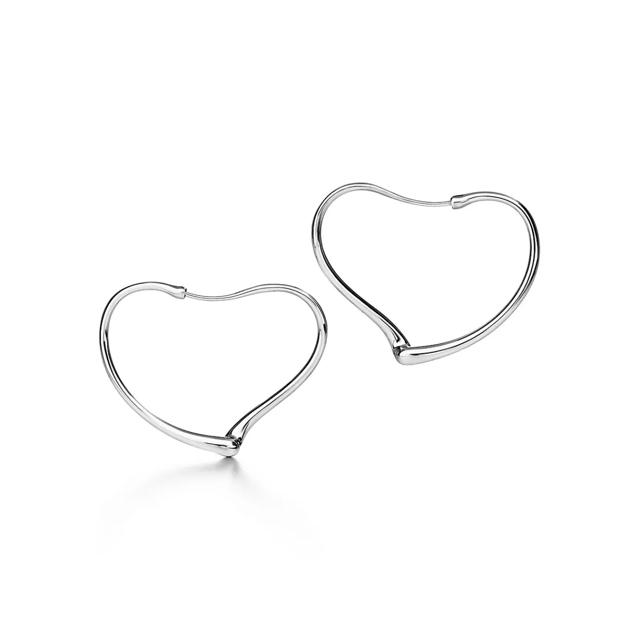 Tiffany & Co. Elsa Peretti® Open Heart hoop earrings in sterling silver. More sizes available. | ^ Earrings | Bold Silver Jewelry