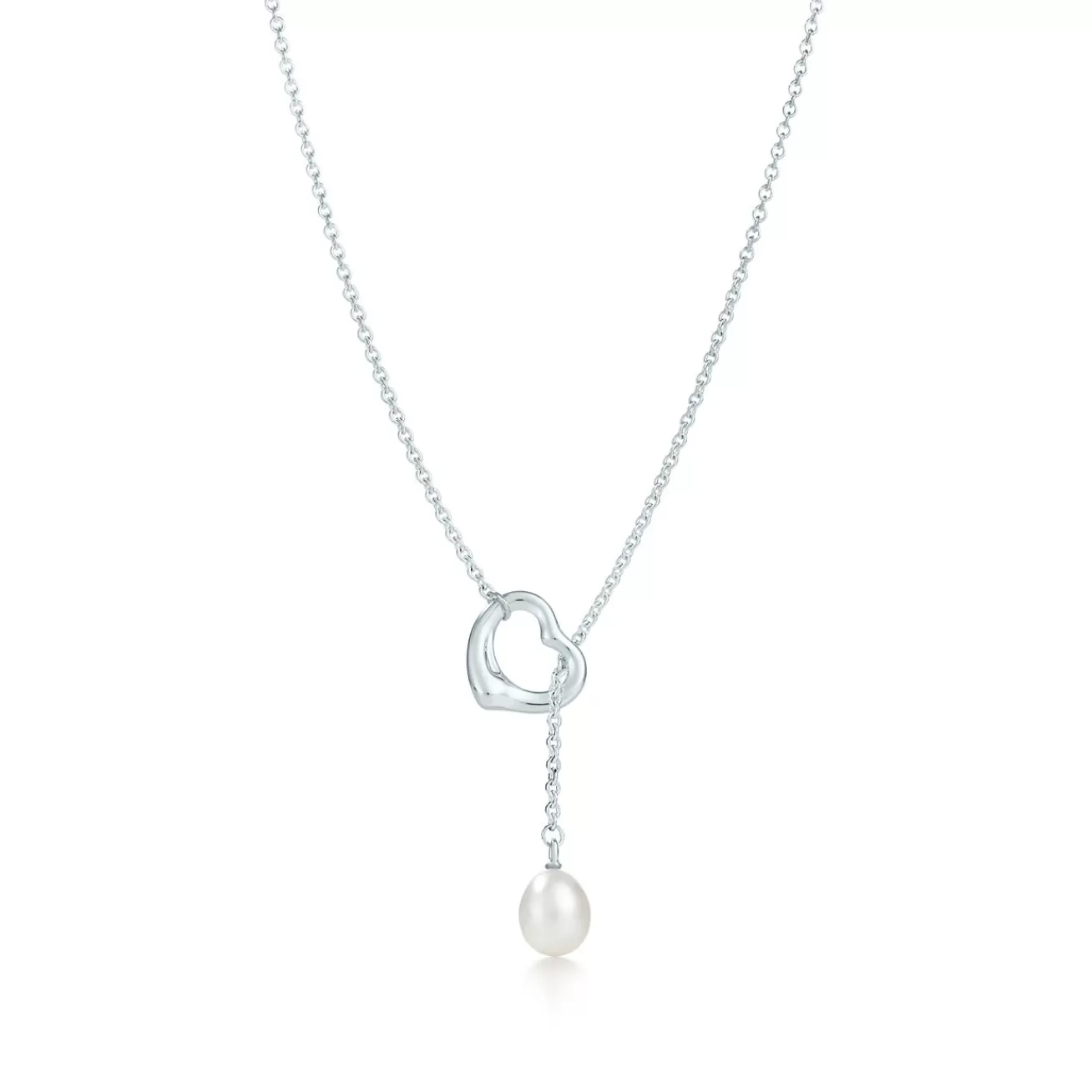 Tiffany & Co. Elsa Peretti® Open Heart Lariat Necklace in Silver with Pearls, 9-9.5 mm | ^ Necklaces & Pendants | Gifts for Her