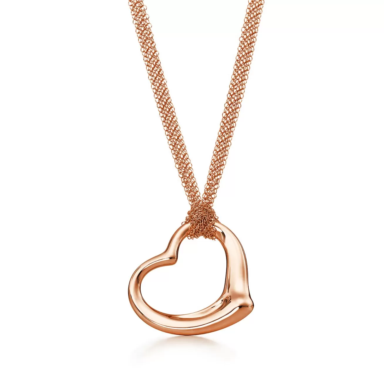 Tiffany & Co. Elsa Peretti® Open Heart mesh pendant in 18k rose gold. | ^ Necklaces & Pendants | Rose Gold Jewelry