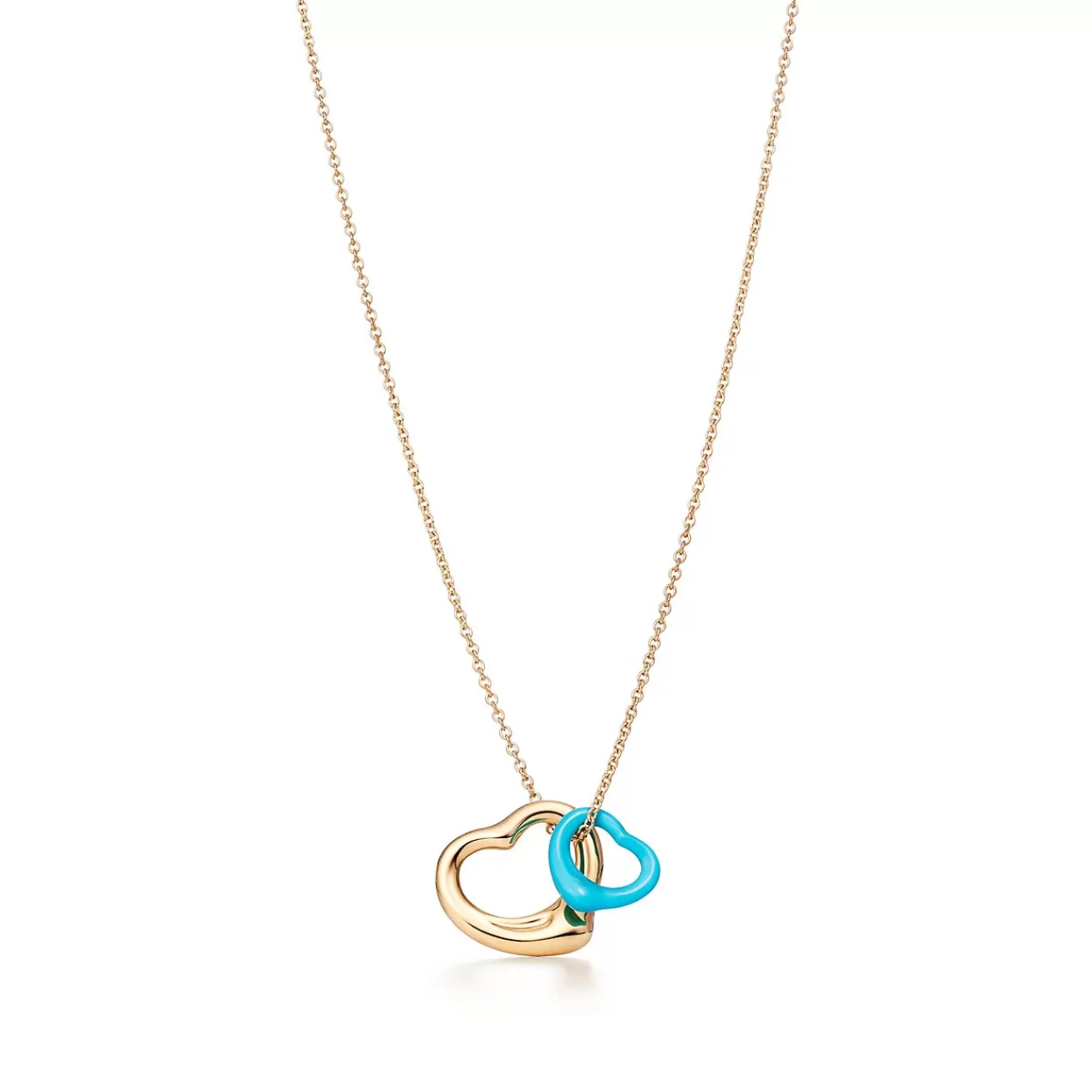 Tiffany & Co. Elsa Peretti® Open Heart pendant in 18k gold and turquoise. | ^ Necklaces & Pendants | Gold Jewelry