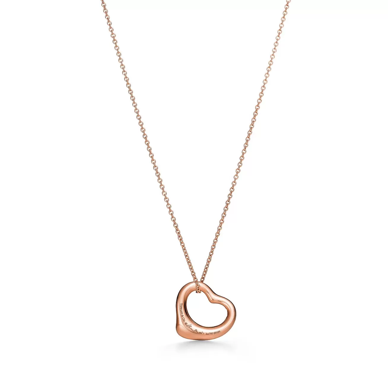 Tiffany & Co. Elsa Peretti® Open Heart pendant in 18k rose gold with diamonds. | ^ Necklaces & Pendants | Rose Gold Jewelry
