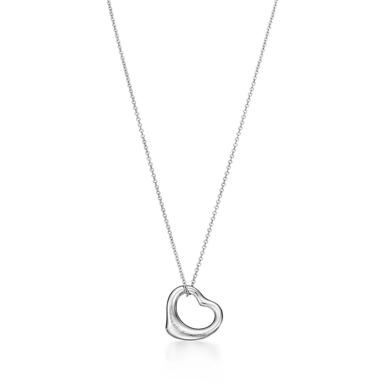 Tiffany & Co. Elsa Peretti® Open Heart Pendant in Platinum with Sapphires, 16 mm | ^ Necklaces & Pendants | Platinum Jewelry