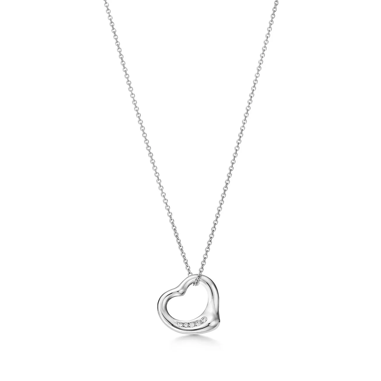 Tiffany & Co. Elsa Peretti® Open Heart pendant in sterling silver with diamonds. | ^ Necklaces & Pendants | Gifts for Her