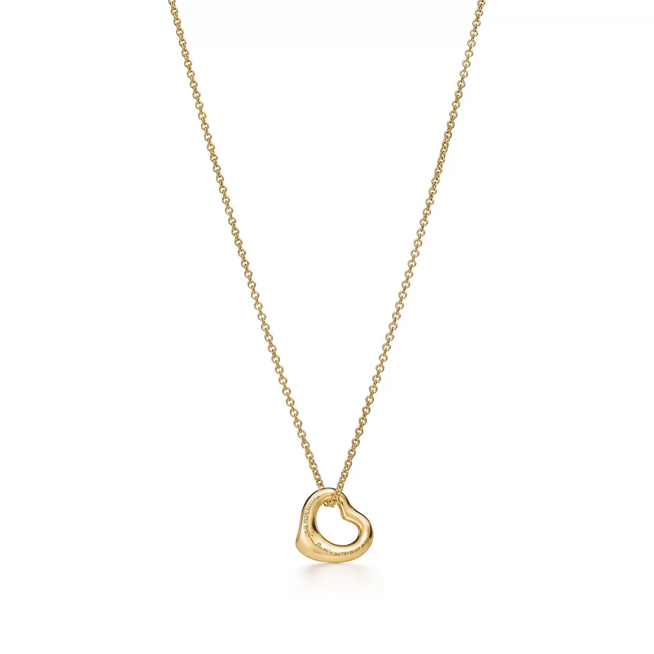 Tiffany & Co. Elsa Peretti® Open Heart Pendant in Yellow Gold with Diamonds | ^ Necklaces & Pendants | Gifts for Her