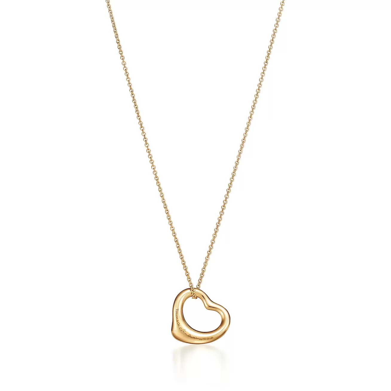 Tiffany & Co. Elsa Peretti® Open Heart Pendant in Yellow Gold with Emeralds, 16 mm | ^ Necklaces & Pendants | Gold Jewelry